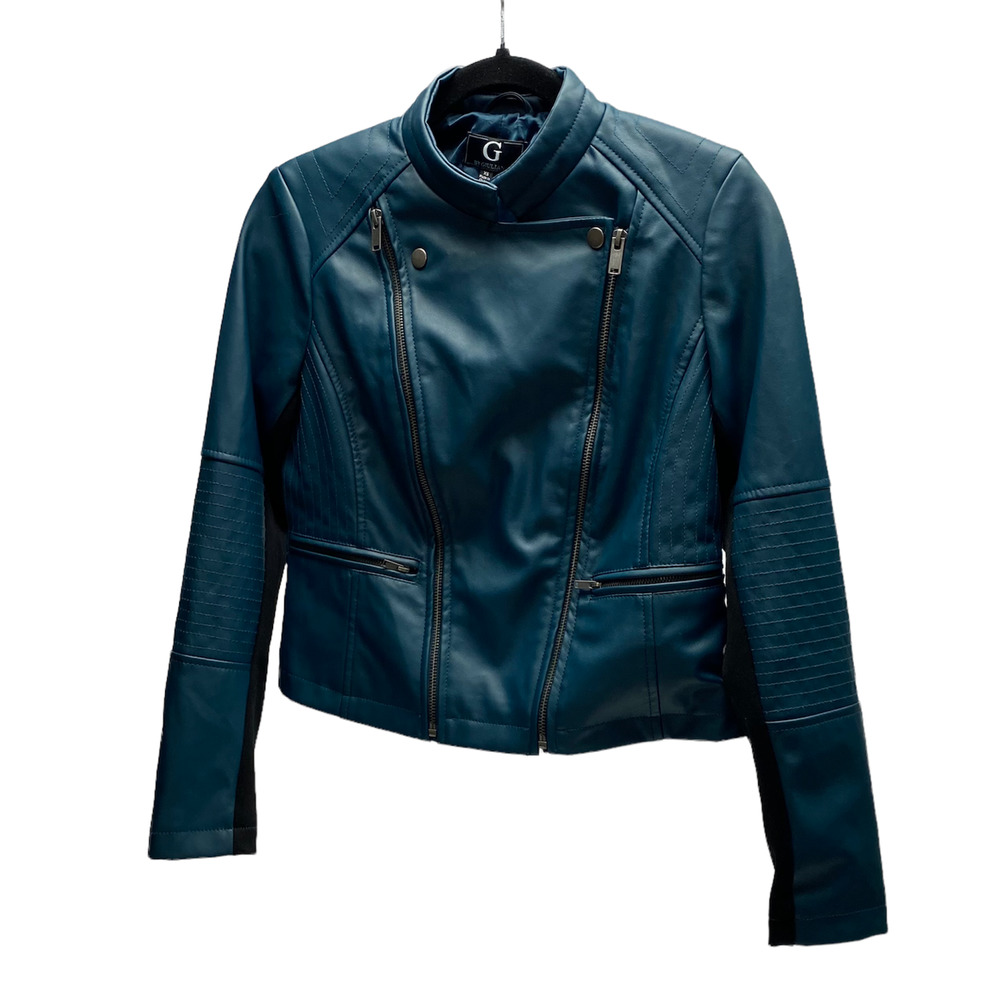 G by Giuliana Moto Jacket Faux Leather Zip Pockets Women's Size XS